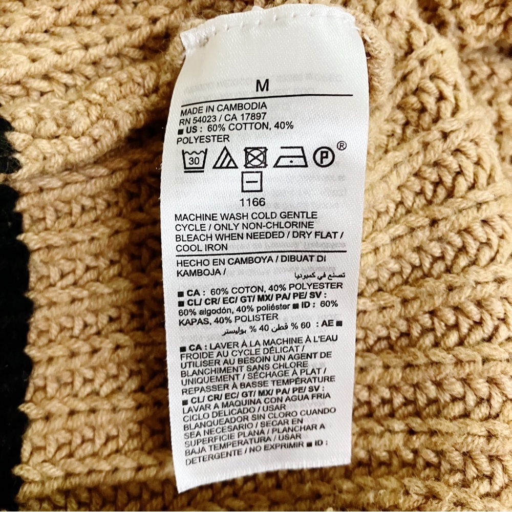 Fisherman Nautical Striped Old Navy Sweater Medium Tan Black Chunky Cozy - Picture 8 of 8